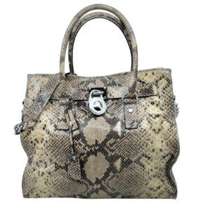 MICHAEL KORS~Hamilton~SPECIAL EDITION GRAY PYTHON LEATHER LARGE SATCHEL BAG